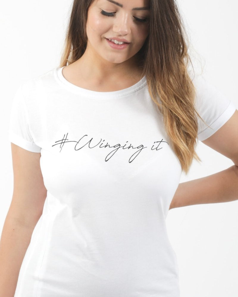 WINGING IT breastfeeding T-shirt (white) - The Milky Tee Company