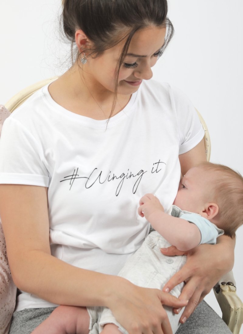 WINGING IT breastfeeding T-shirt (white) - The Milky Tee Company