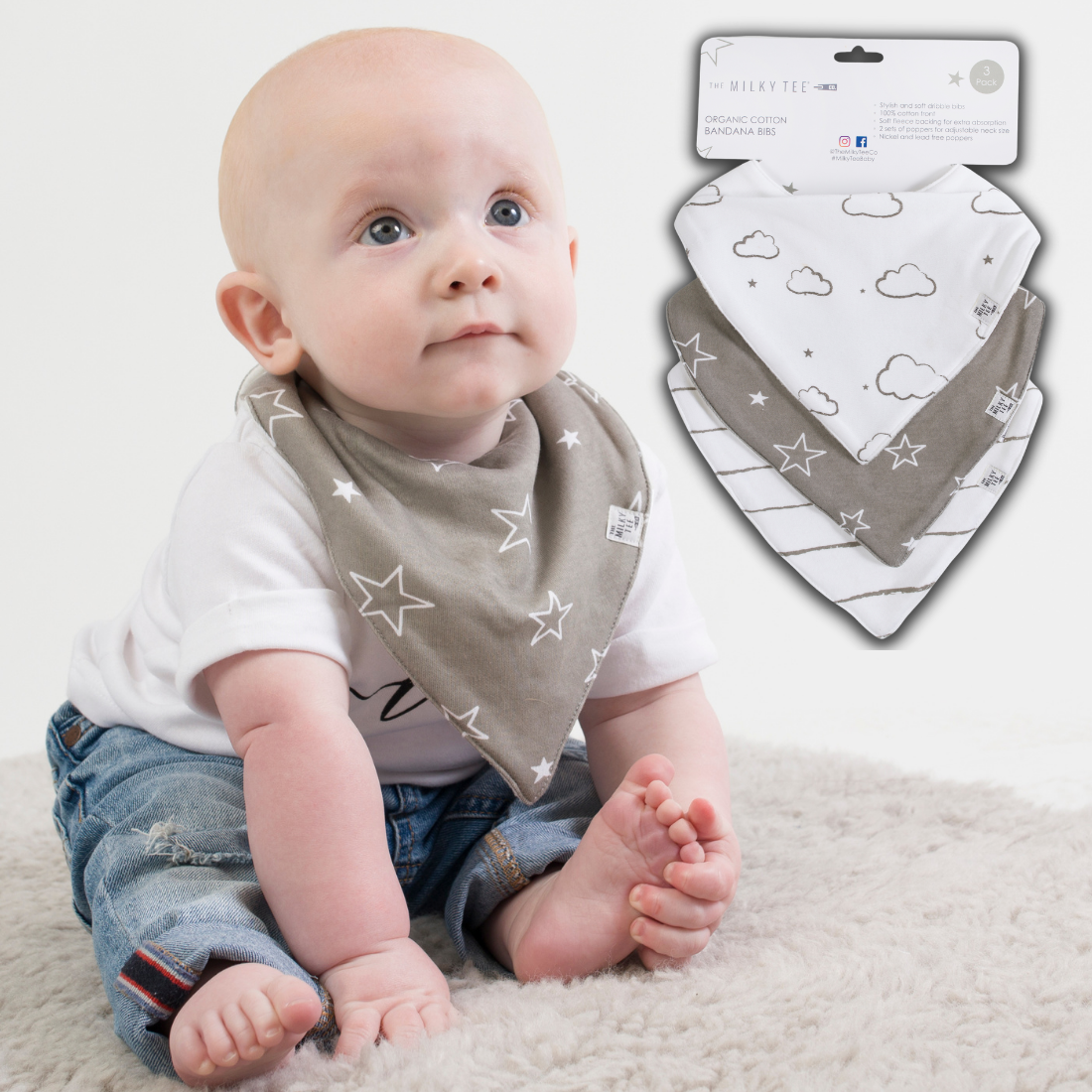 Organic Cotton Bandana Dribble Bibs Super Absorbent Set of