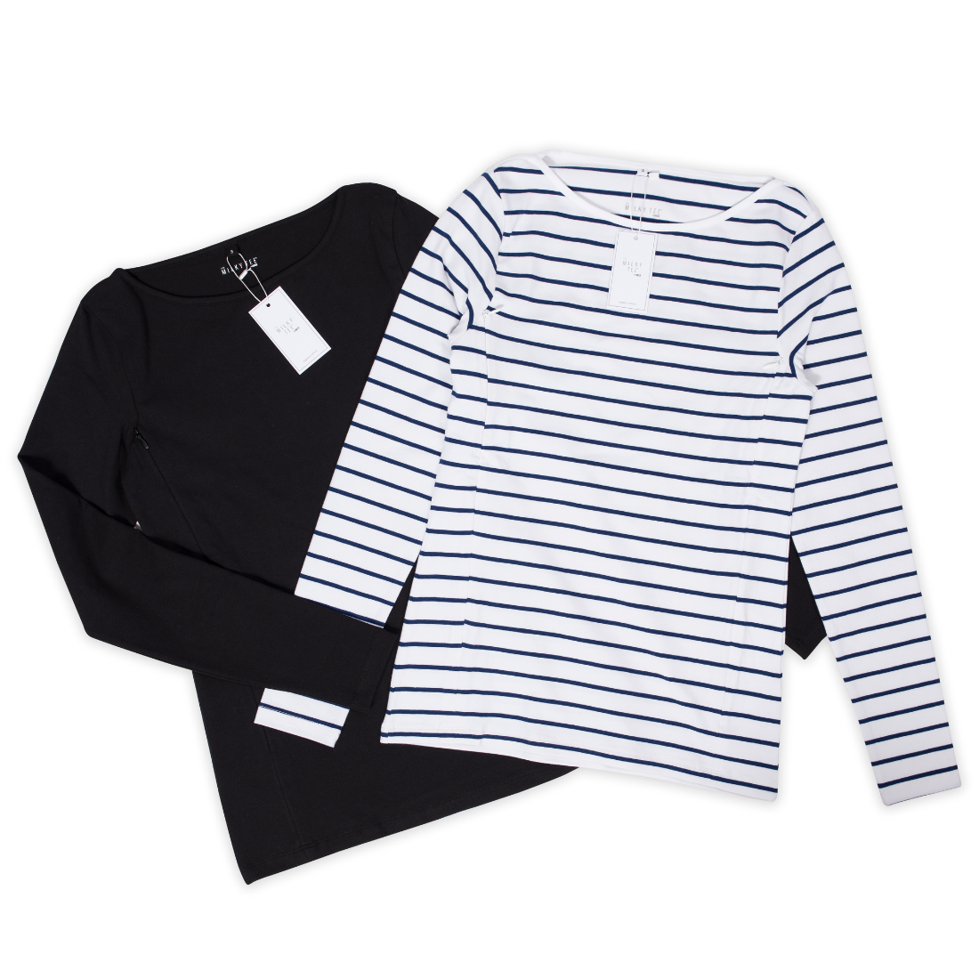 Organic Cotton PLAIN BLACK Long Sleeved Breastfeeding Top