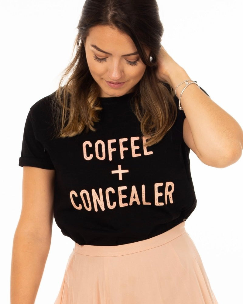 COFFEE + CONCEALER Breastfeeding T-shirt (Black) - The Milky Tee Company