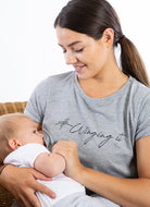 Grey WINGING IT Breastfeeding T-shirt (Black Print) - The Milky Tee Company