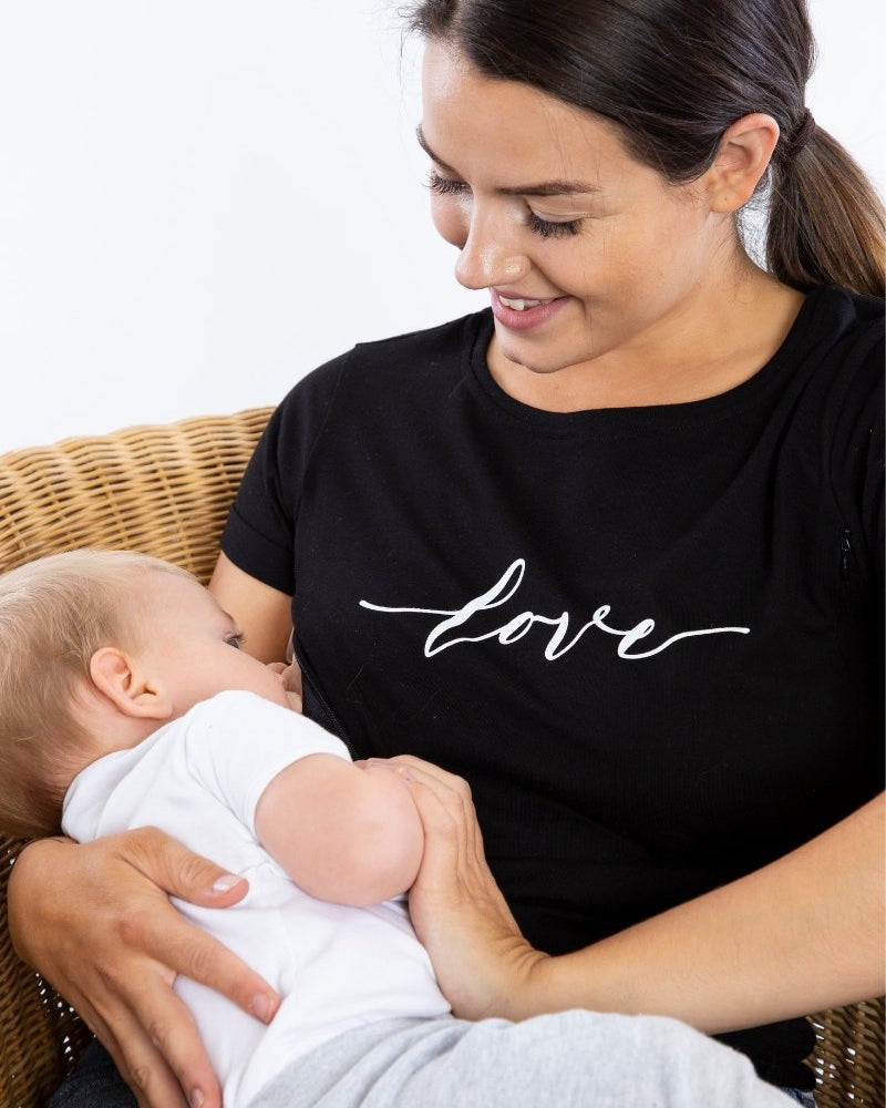 LOVE Breastfeeding T-shirt (Black) - The Milky Tee Company