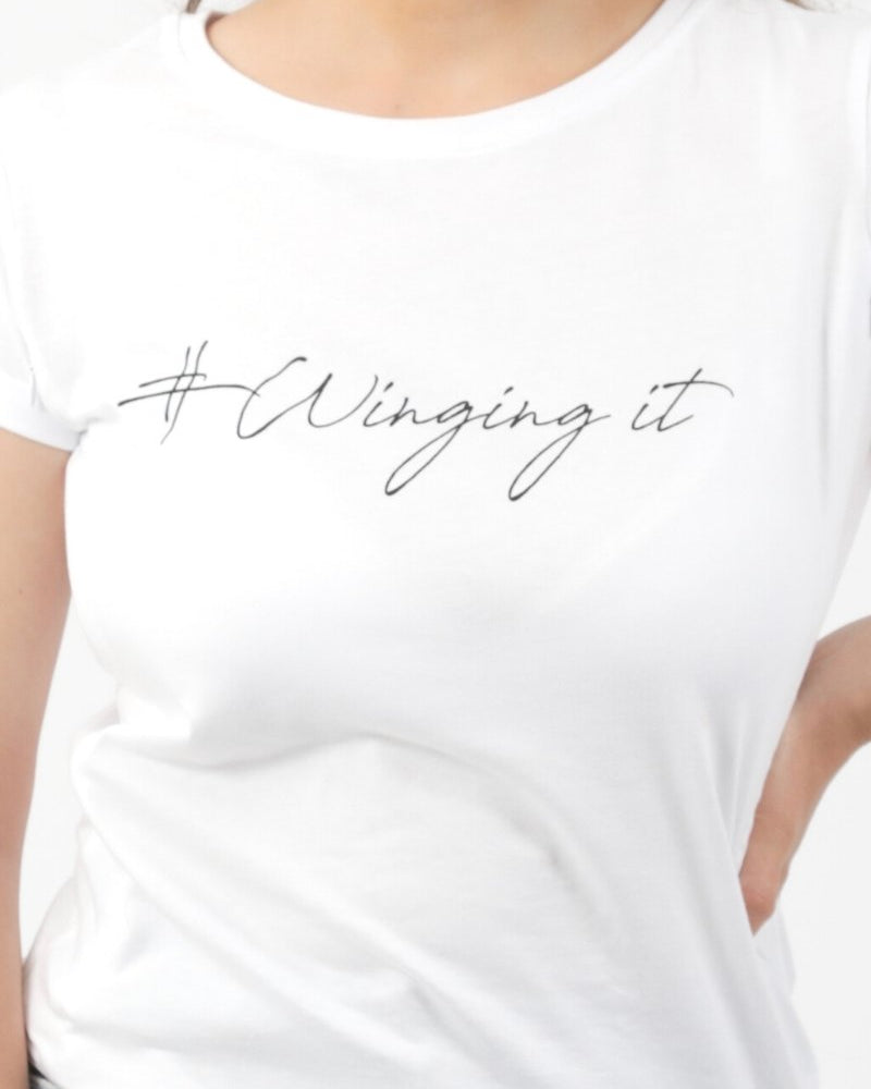 WINGING IT breastfeeding T-shirt (white) - The Milky Tee Company